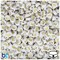 BeadTin White Opaque 7mm Coin Plastic Alpha Beads - Gold Letter E (100pcs)
